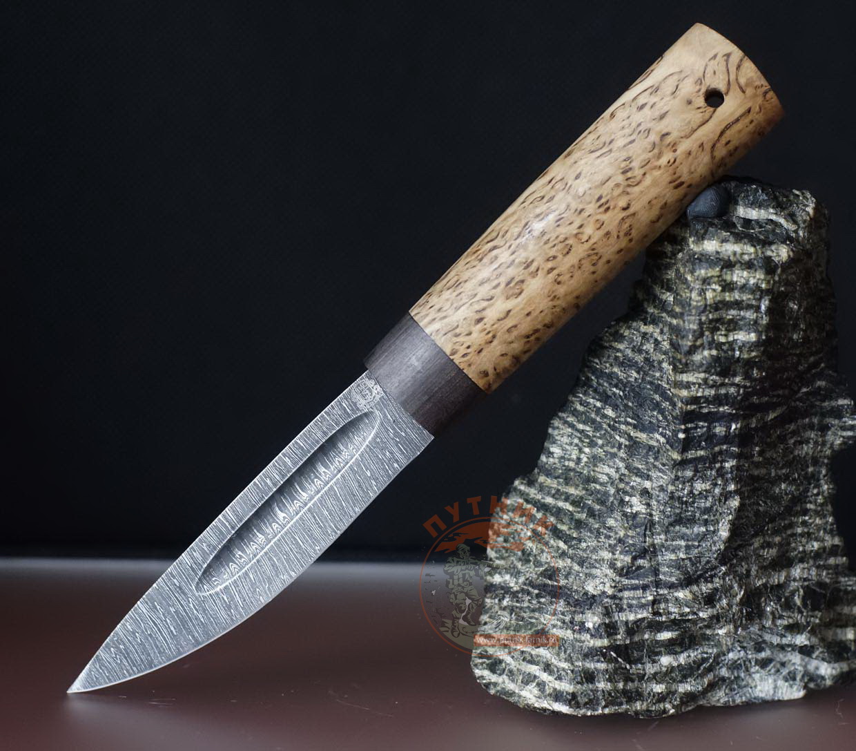 Якутский нож под левую руку Дамасская сталь