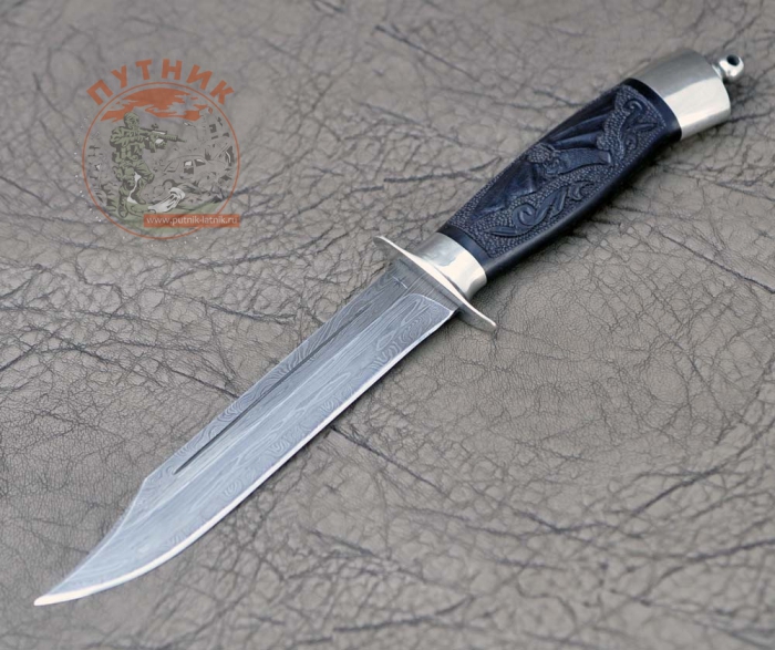 Нож Кустари и К Финка Р-2 Дамаск черное дерево