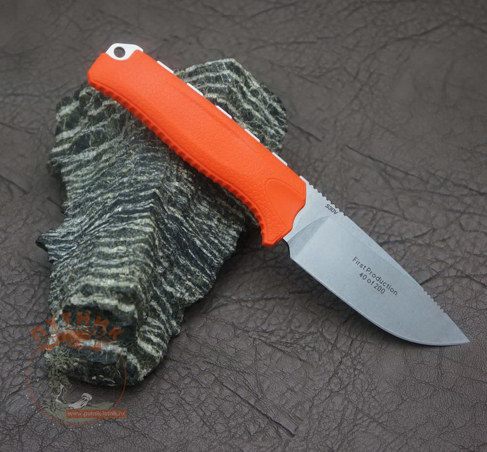 нож benchmade steep mountain, оранжевая рукоять (фиксированное лезвие)