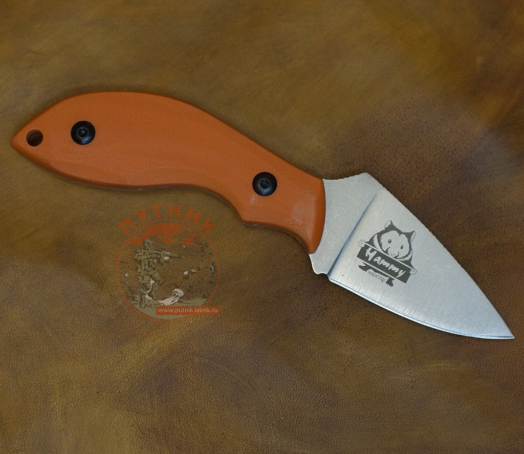 нож kizlyar supreme hammy niolox, orange g10, leather shealth с чехлом