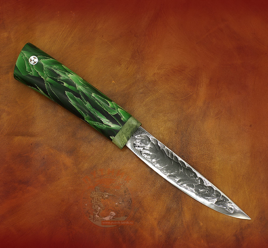 Якутский нож авторский зеленый