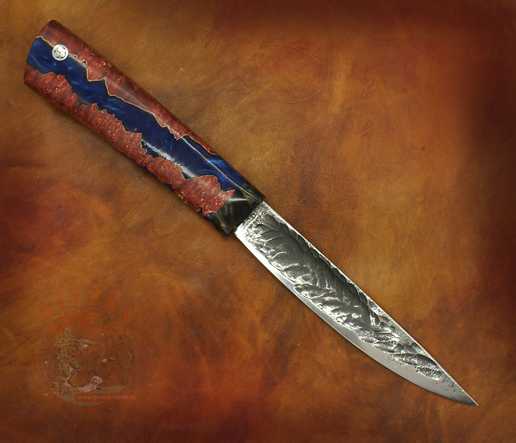 Якутский нож авторский синий